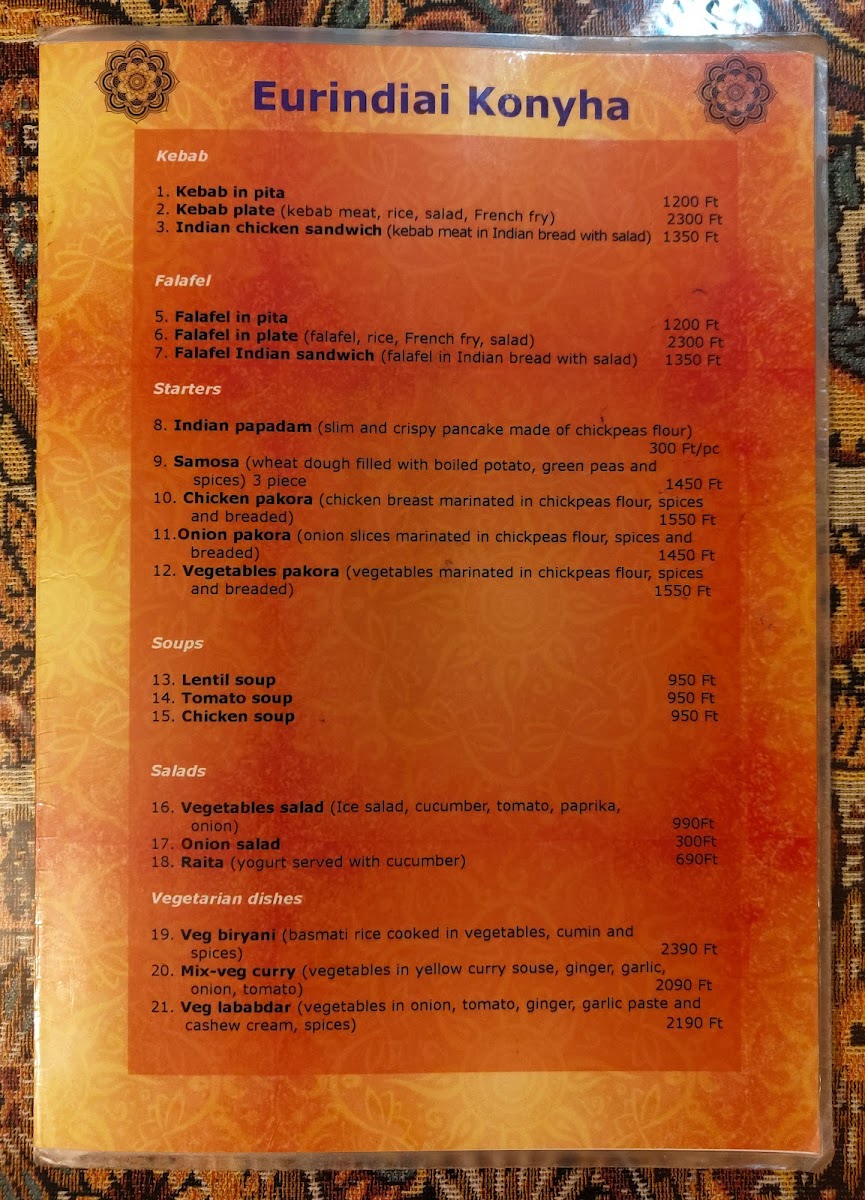 Menu Eur Indiai Restaurant-8